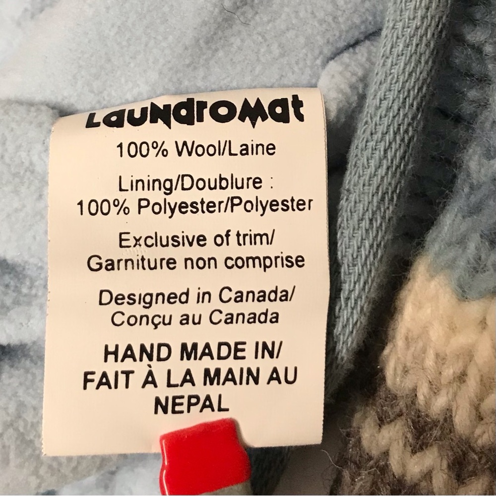 Laundromat Striped Blue Brown Cream Full Zip Wool Sweater Jacket Unisex Large - Picture 11 of 11